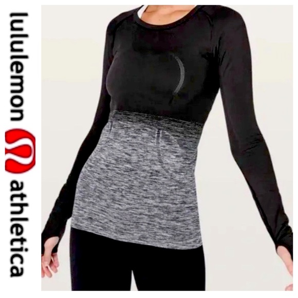 💕SALE💕 Lululemon Rare Swiftly Tech Black Gray Ombré Long Sleeve - Picture 3 of 6